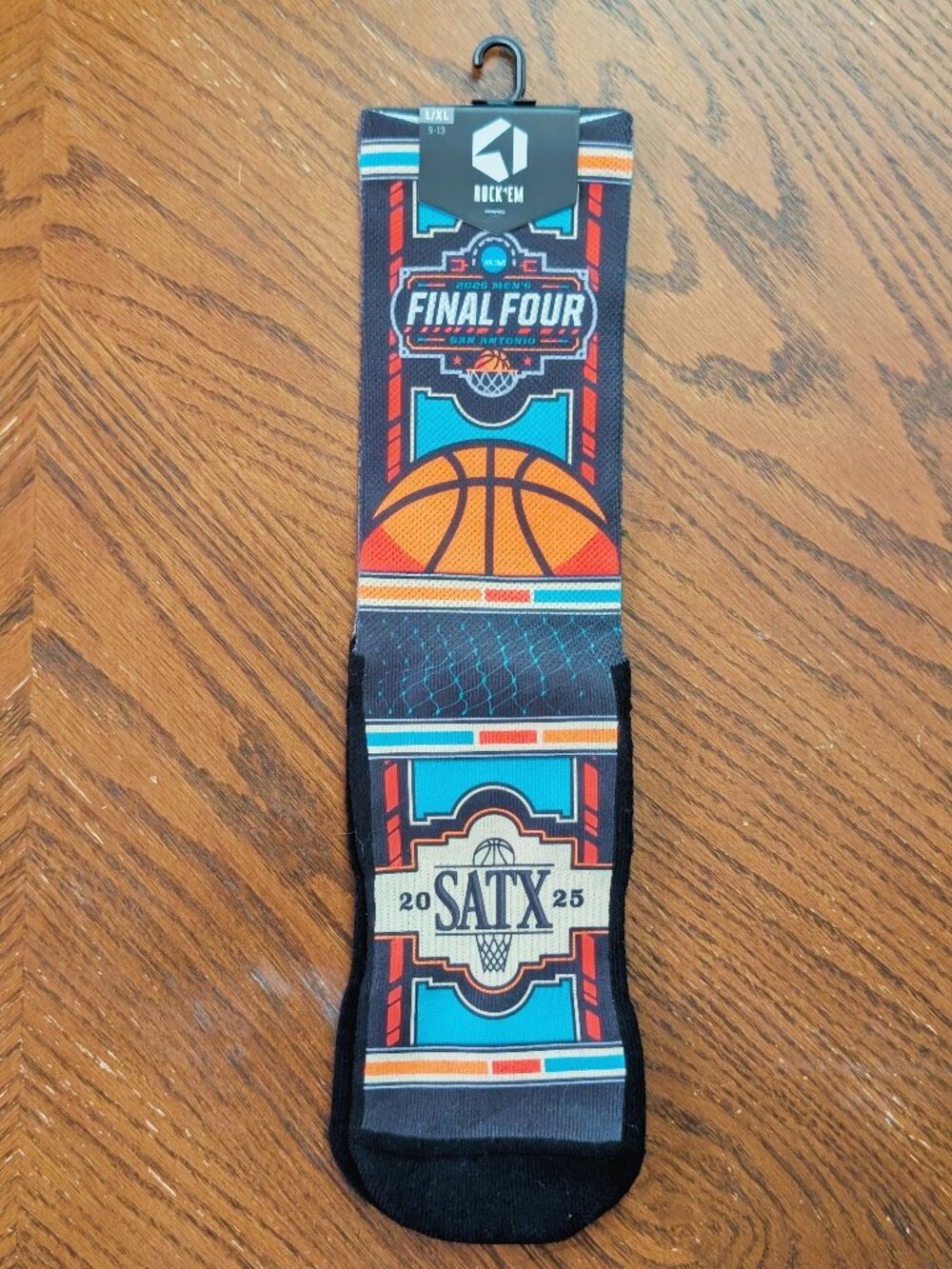 NCAA Mens Final Four San Antonio 2025 Souvenir Socks L/XL Rock'Em Socks New
